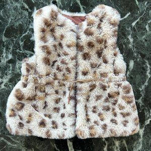 Zara Baby Girls Leopard Faux Fur Vest (Size 12-18M)